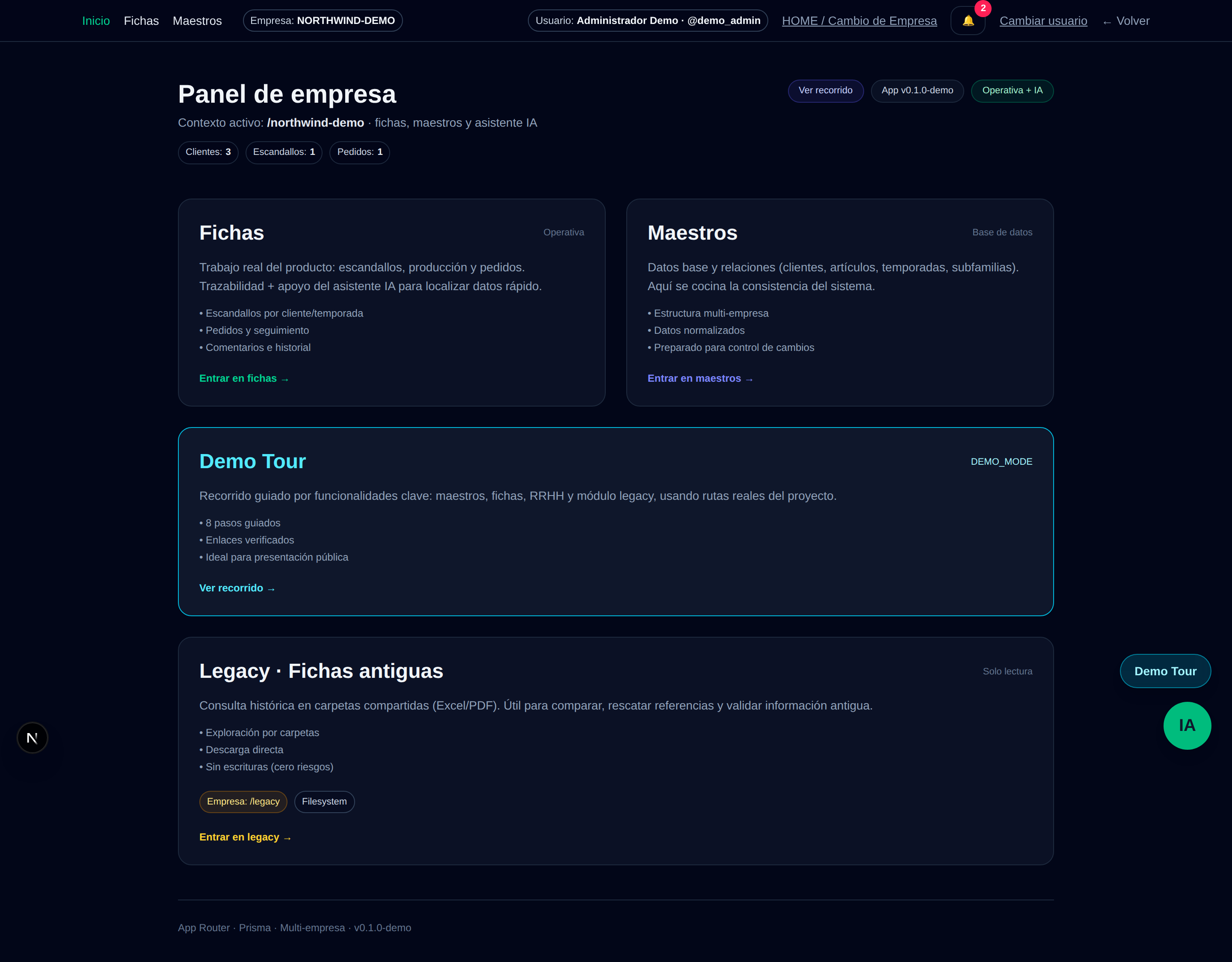 Textile ERP dashboard